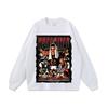 Camiseta de manga larga con estampado de hip hop para hombre, estilo retro europeo y americano, con personajes de boxeo antiguos, lavada, corta y extragrande