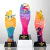 Trofeo Artístico de Cristal Creativo y Colorido Premio de Honor Sobresaliente para Competencia de Canto, Discurso, Danza Trofeo Metálico