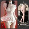 Vestido Curto Vintage Cheongsam Bordado Renda Vazada Sexy Costas Nuas Estilo Antigo Alça Uniforme Puro Desejo