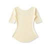-25 Camiseta Pulóver Curva con Dobladillo de Manga Media, Cuello Cuadrado Ajustado Estilo Coreano, Color Helado, Mascarilla