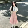 Conjunto de Falda Nuevo de Verano 2026 para Niñas, Delicado Vestido de Princesa de Manga Corta, Conjunto de Dos Piezas para Niños Mayores, Moderno