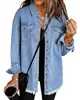 Nova Jaqueta Jeans Lavada Europeia e Americana Transfronteiriça Amazon Temu Aliexpress Jaqueta Jeans Desgastada Feminina