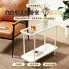 Mesa lateral de sofá ultraestrecha de lujo ligero, mesa lateral de vidrio templado para sala de estar, mesa de café pequeña para uso doméstico, mesita de noche para dormitorio, mueble de almacenamiento estrecho