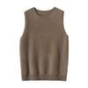 Camisola de Cachemir 100% para Mujer, Cuello Redondo de Punto sin Mangas Top Base