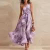 Moda Femenina Casual Versátil de Verano 2026 Estilo Europeo y Americano Vestido Estampado para Vacaciones Ajustado Largo