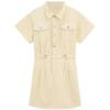 Camisa Polo de Algodão Europeia e Americana para Comércio Exterior com Cintura Marcada Manga Curta Saia Curta Estilo Xiagang Chic Hip para Crianças