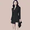 Traje Vestido de Noche Estilo Pequeño Fragante Estilo Hong Kong Temperamento Vestido para Banquete de Cumpleaños Reunión Anual Vestido de Manga Larga Ajustado para Mujeres ins