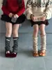 WTR286 Calcetines Nuevos de Otoño para Niños con Borde Fruncido y Etiqueta de Tela de Lunares, Protectores de Pantorrilla Estilo Princesa, Calcetines Fruncidos