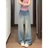 Calça Jeans Flare Estilo Americano Tamanho Pequeno Solta Azul Claro Moda Nova Estilo Casual Rasgado Calça Micro Flare Roupa Feminina