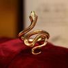 Explosiones Europeas y Americanas Anillo de Serpiente Texturizado Chapado en Oro Retro Antiguo Serpiente Retorcida en Forma de Serpiente Microincrustación Abierto Anillo Ajustable