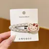 Versión Coreana Dulce Versátil Lindo Gato Kt Pinza Lateral para Mujer Pinza de Pelo de Gama Alta Pinza para Flequillo Accesorio para el Cabello de la Frente