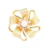 Nuevo y Elegante Broche de Flor Dorada Cepillada, Elegante y Natural Broche de Flor de Perla de Agua Dulce para Mujer