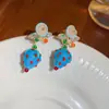 Aguja de Acero Aceite de Goteo de Diamante Pendientes de Cereza Chica Campesina Pendientes Lindos Dulce Fresco Estilo Chica Picante Pendientes Sentido del Diseño Nicho
