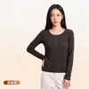 Camisa Básica de Lana para Mujer Otoño-Invierno Clase A, Amigable con la Piel, No Pica, Corte Ajustado, Diseño Elegante, Cuello Henley, Manga Larga