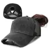 Boné de Baseball de Tela Feminino para Primavera e Verão, Chapéu de Sol para Rabo de Cavalo, Boné com Logo Cor Sólida Vintage Lavado para Uso ao Ar Livre