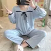 Pijama con Lazos Estilo Dinastía Tang para Mujer Primavera y Otoño Manga Larga Elegante 2026 Nuevo Conjunto para Estar en Casa