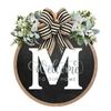 Colgante decorativo de madera para puerta de entrada, personalizado, redondo, con 26 letras en inglés, para decoración de puertas, manualidades y arreglos.
