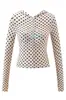 Conjunto de jaqueta curta com zíper e capuz iaiamgia slim fit e calça com estampa de letras e design de costura em contraste
