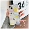 Capa criativa de celular iPhone 15 com grafite de amor para Apple 14promax corrente de contas portátil resistente a quedas 13/12