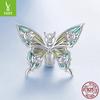 Charm plateado plata esterlina s925 mariposa mágica cuentas de posicionamiento de silicona pulsera diy original accesorios de joyería con cuentas