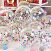 Globos Transparentes de 12 Pulgadas con Lentejuelas para Cumpleaños, Bodas, Globos con Confeti Color Oro Rosa, Suministros de Decoración, Globos con Lentejuelas