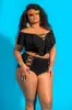 Bikini Nuevo Europeo y Americano Talla Grande 2024 Plus Talla Más Cintura Alta Cubriendo Vientre Aspecto Adelgazante Bikini Traje de Baño para Mujeres