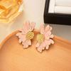 Aretes de Pin de Plata de Media Flor de Lujo Ligero de Alta Gama Estilo Popular Hermosos Vintage Tobillo Aretes Rojos Aretes Dulces para Mujer