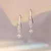 Pendientes de Zirconia Esmerilada con Forma de Cruz, Estrella Radiante y Gota de Agua 2025 Nuevos Dulces y Frescos Estrella de Cuatro Puntas Gota de Agua Ganchos para Orejas Cepillados