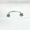 Brincos de Estrela de Cinco Pontas Brilhantes de Liga de Titânio F-136 com Zircônia em Formato de U G23 Titânio Novos Brincos para Lábio/Unhas Joias para Piercing