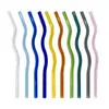 Pajita de Vidrio de 8 mm de Diámetro Vaso de Agua Ondulado Pajita de Vidrio Borosilicato Alto Pajita de Vidrio para Beber de 20 cm Resistente a Altas Temperaturas Alimentaria