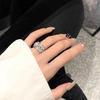Estilo coreano Full Diamond Cross Anel de Abertura Multi-Layer ins Moda Estilo Frio Edição Larga Zircon Flash Diamond Distintivo Anel de Dedo para Mulheres