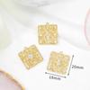 Pendientes de oro real de 14 quilates chapados en cobre con colgante de diamante hueco geométrico simple de estilo coreano, accesorios de joyería DIY