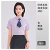 Vestido para Entrevista Verão Masculino e Feminino Camisa Listrada Azul e Branca Manga Curta Roupa Bancária para Negócios Roupa de Trabalho para Escritório