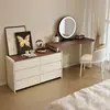Conjunto de Penteadeira e Cômoda Estilo Madeira Natural para Quarto, Modelo Novo Minimalista Moderno 2026, Mesa de Maquiagem com Armário de Armazenamento, Luxo Leve e de Alta Qualidade