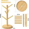 Suporte minimalista em formato de árvore estilo japonês para pendurar 6 xícaras na cozinha de casa