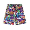 Shorts de Graffiti para Hombre Verano Delgados de Seda de Hielo Pantalones de Playa Talla Grande Pantalones Florales Marca de Tendencia Deportivos Hip-Hop Baloncesto Pantalones de Cinco Puntos