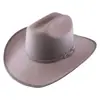 Sombrero de Caballero de Fieltro para Hombre Best-Seller Transfronterizo de Amazon Otoño e Invierno Hebilla de Cabeza de Toro Jorobada Lana Artificial Sombrero de Vaquero Occidental