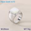 Anillo Europeo y Americano Transfronterizo de Acero Inoxidable con Incrustaciones de Concha Blanca, Chapado al Vacío en Oro de 18K, Anillo Unisex Solapado