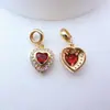 Pingente Coração Banhado a Ouro Cobre Zircônia para Joias Artesanais DIY Colar Pulseira Brinco Acessórios Materiais