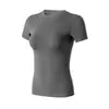 Top de fitness de verano transfronterizo, camiseta de manga corta de color liso, ropa de yoga, para mujer, manga corta, cuello redondo, sin costuras, ajustado, camiseta para correr y deportes
