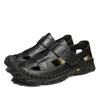 Sandalias de Playa de Verano para Hombre de Gran Tamaño Transfronterizas, Sandalias Casuales de Cuero de Vaca de Capa Superior Cosidas para Vadear, Sandalias de Punta Cerrada para Hombre