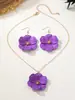 Moda Transfronteriza Europea y Americana Más Vendido Tendencia Retro Lacado Multicolor Estilo Bosque Floral Conjunto de Pendientes y Collar de Flores para Niña