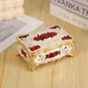 Caja de Bastoncillos de Algodón Tallada Estilo Europeo con Portapalillos Chapado en Oro Blanco, Caja de Palillos, Joyero, Suministros de Decoración para Hotel y Hogar