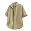 Camisa de Manga Larga para Hombre, Estilo Casual de Verano 2026, Color Sólido, Corte Holgado, Cuello de Solapa, Jersey de Fibra de Acetato con Bordado, Adecuada para Adolescentes