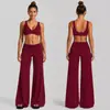 Conjunto de fitness transfronteiriço com lindo top esportivo nas costas, cós dobrável, conjunto de calça legging de cintura alta de secagem rápida para levantar o bumbum para mulheres