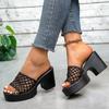 Sandalias de Verano Nuevas con Plataforma Gruesa, Cortadas, de Tacón Alto 2025 para Mujer, Talla Grande, Transfronterizas, Punta Abierta, Elegantes Zapatillas 43
