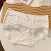 Pantaletas de Encaje Estilo Japonés para Niña Puro Deseo Modal Dulces Cómodas Transpirables Cintura Media Sin Costuras Tipo Triángulo para Mujer