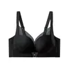 Sujetador sin aros, para realzar busto pequeño, para mujer, sin varillas, sin soporte lateral, de encaje, ajustable, push-up, adelgazante lateral, sujetador de seda de morera