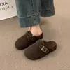 Mules sin cordones para mujer, estilo nuevo 2026, con suela gruesa y hebilla metálica, estilo retro coreano