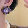 Aretes Cuadrados con Tachuelas de Diamante Aguja Plateada, Clavos de Oreja Estilo Palacio Retro Vintage, Pendientes de Lujo Ligero de Gama Alta al por Mayor
